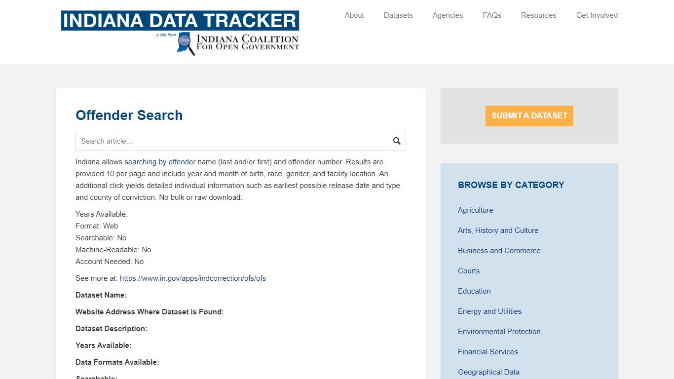 Offender Search – Indiana Data Tracker