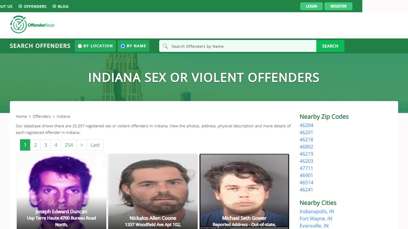 Indiana Sex or Violent Offenders Registry and database at Offender Radar